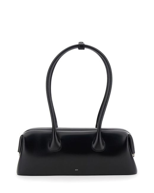 OSOI Black 'Boat Wide' Shoulder Bag With Round Handles And Lettering Logo On The Front