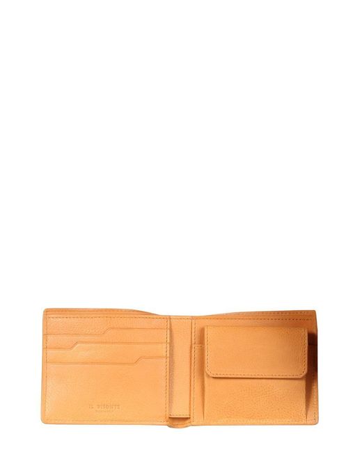 Il Bisonte Orange Leather Bifold Wallet for men