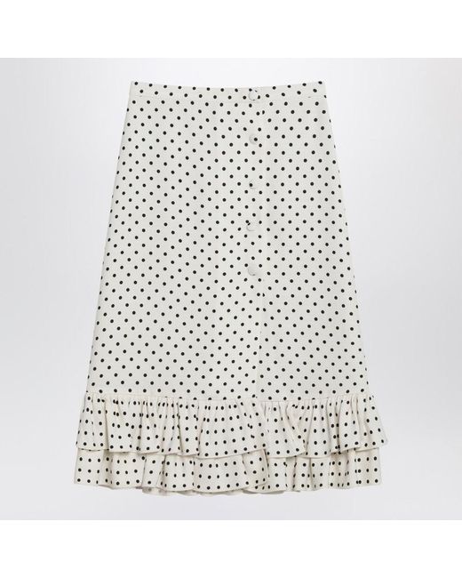 スカート Valentino Ivory polka-dot skirt with ruffles Valentino Garavani Ivory Polka-Dot Skirt With Ruffles in