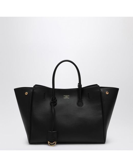 Balenciaga Women Black Leather Carry All Hampton Shopping Bag