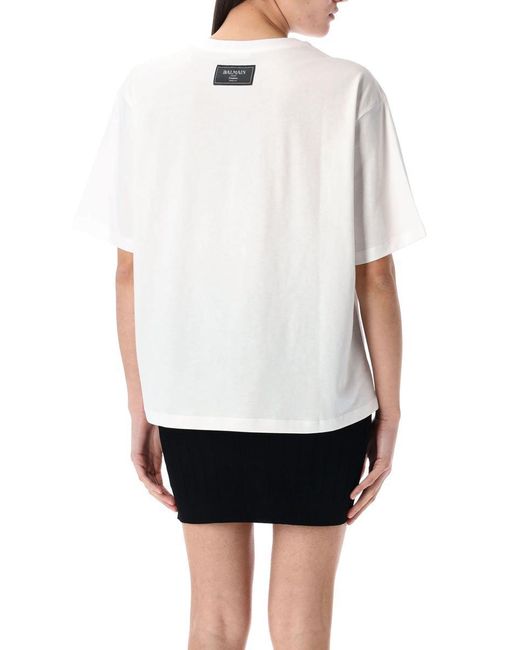 Balmain White Kiss Print T-Shirt