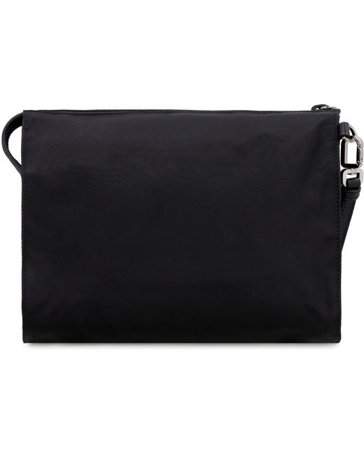 Prada Black Nylon Pouch-Bag With Logo for men