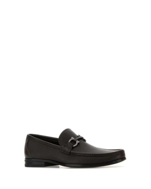 Ferragamo Black Salvatore Dark Leather Grandioso Loafers for men