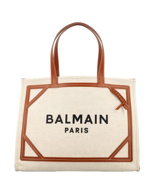 Balmain Natural B-Army Medium Canvas Shopping Bag