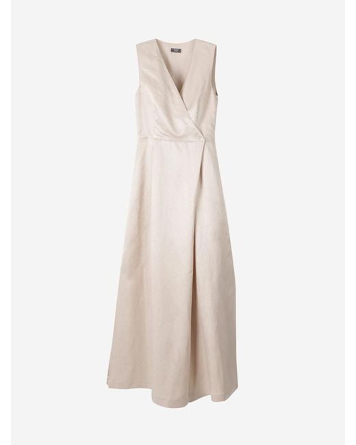 Peserico Natural Maxi Linen Jumpsuit