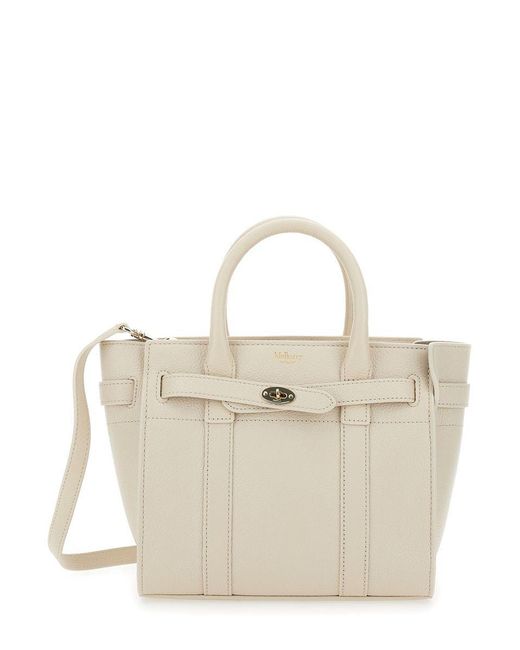 Mulberry White 'Bayswater Small' Handbag With Removable Shoulder Strap