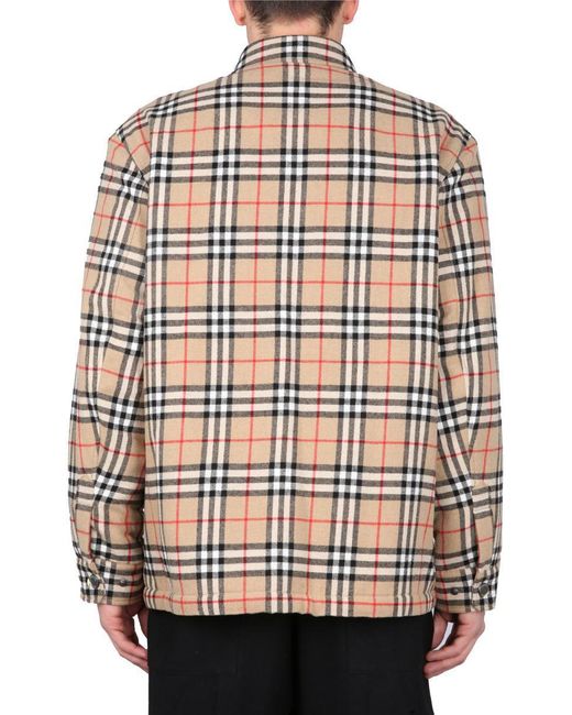 Burberry Gray Jacket With Check Pattern for men
