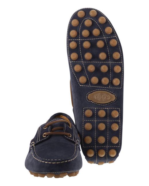 Tod's Blue Rubber Bubble Suede Boat for men