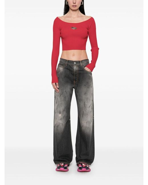 DIESEL Red Viscose And Polyester Top Blend