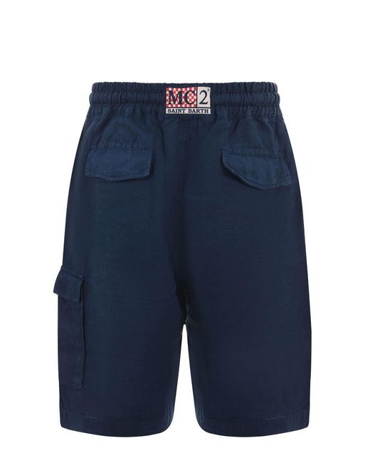 Mc2 Saint Barth Blue Linen Shorts for men