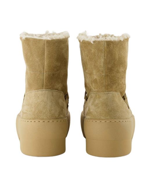 Gia Borghini Natural Chunky Sole Lace-Up Boots