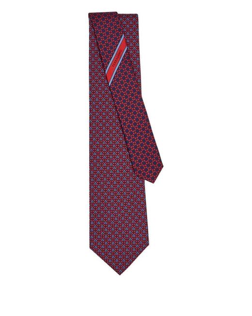 Ferragamo Purple Gancini And Hearts Printed Ada Silk Tie Accessories for men