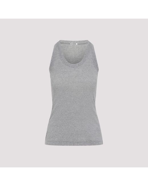 Jil Sander Gray Fitted Sleeveless Top With Contrasting Hem Layer