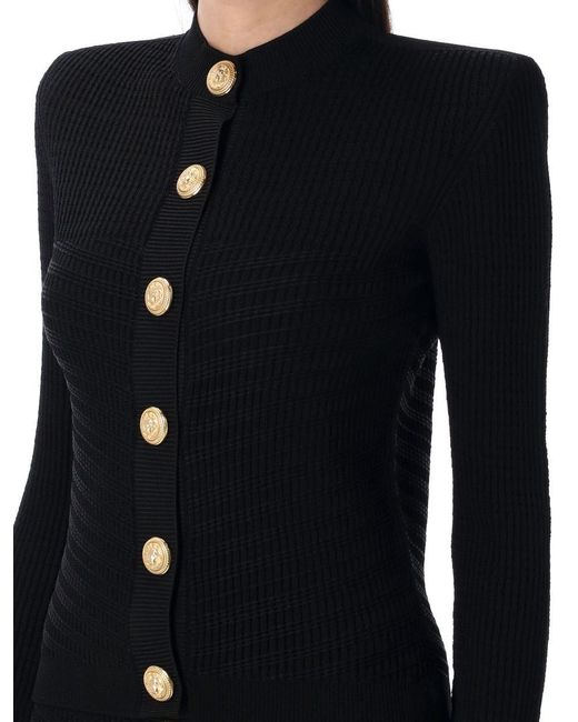 Balmain Black Knit Cardigan With Buttons