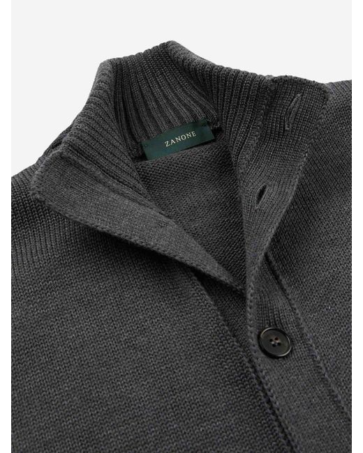 Zanone Gray Wool Knitted Cardigan for men
