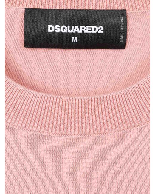 DSquared² Pink D2 Crewneck Jersey for men