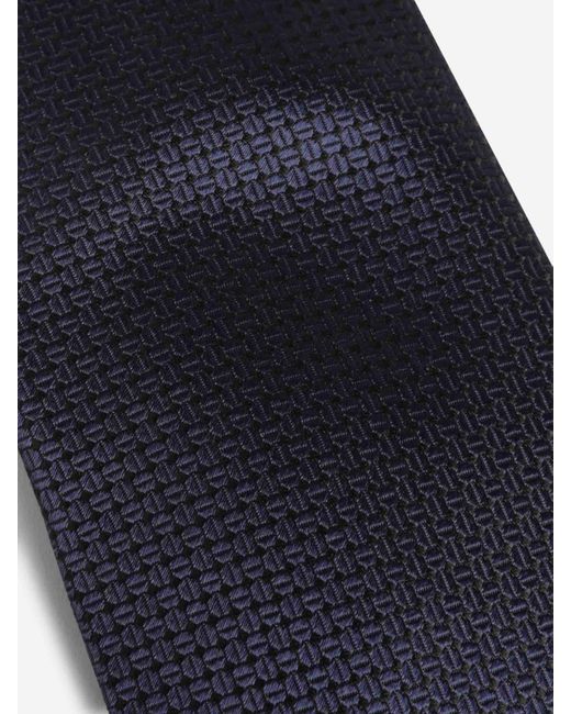 Zegna Blue Geometric Pattern Tie for men