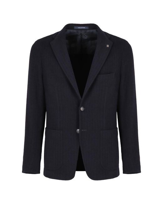 Tagliatore Black Single-Breasted Two-Button Jacket for men
