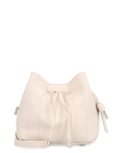 Hogan Natural Hocket Mini Leather Bucket Bag