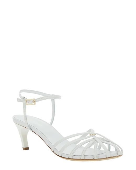 Semicouture White Heeled Sandals With Cage Design