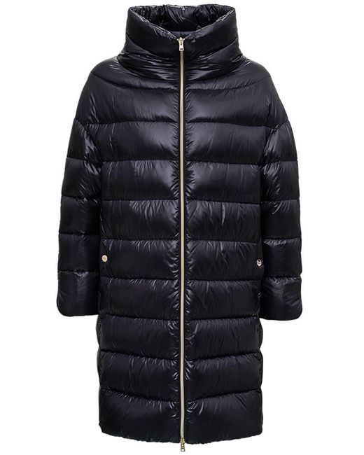 Herno Black Long Nylon Down Jacket