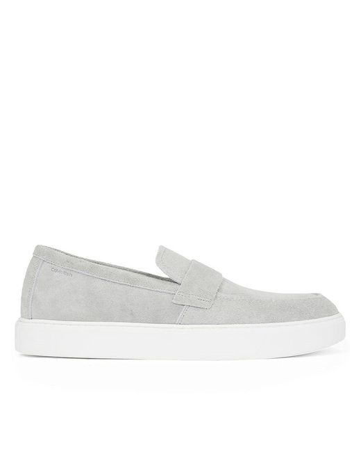 Calvin Klein White Moccasin Sue Unlined Shoes for men