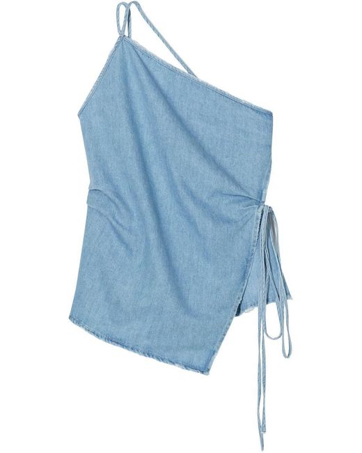 Closed Blue Wrap Top