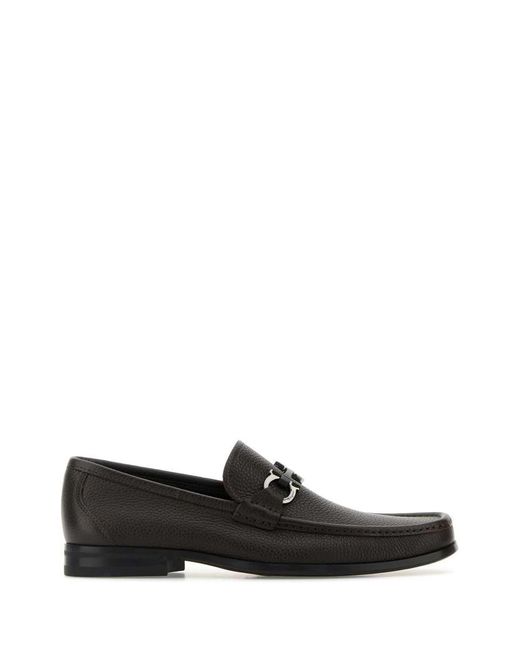 Ferragamo Black Salvatore Dark Leather Grandioso Loafers for men