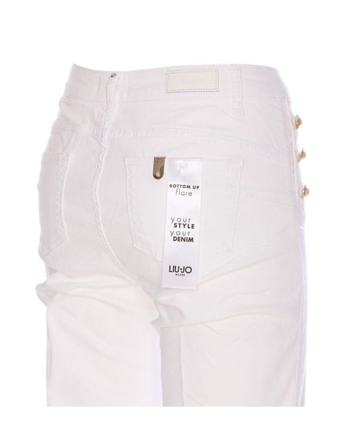 Liu Jo White Long Jeans With Buttons