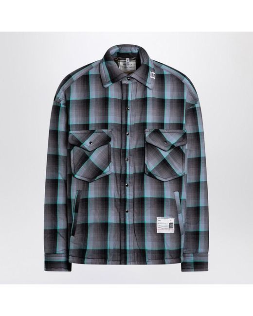 Maison Mihara Yasuhiro Blue Padded Shirt With Check Pattern for men