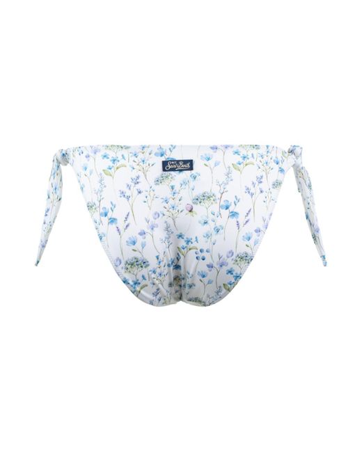Mc2 Saint Barth Blue Classic Triangle Bikini With Floral Print