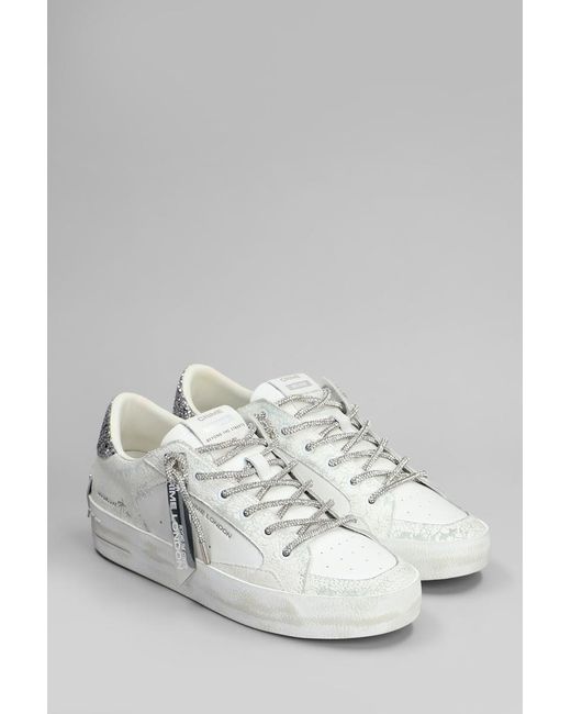 Crime London White Sk8 Deluxe Heel Sneakers