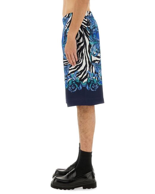 Versace Jeans Couture Blue Viscose Shorts for men