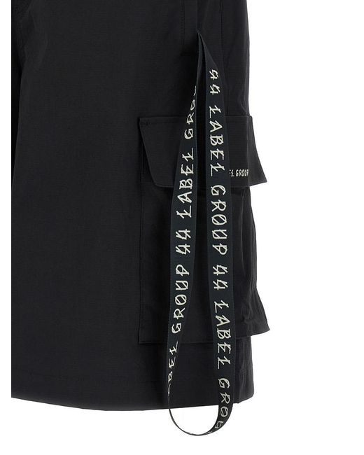 M44 LABEL GROUP Black 'Cargo Drawnstring' Bermuda Shorts for men