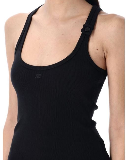 Courreges Black 90's Rib Tank Top