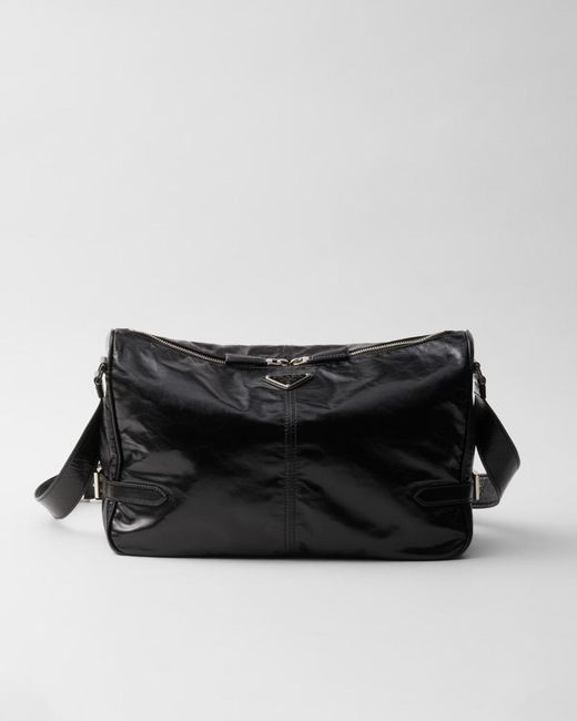 Prada Black Leather Zipped Closure Crossbody Bag for men
