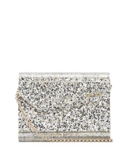 Jimmy Choo Gray 'Candy' Champagne Clutch Bag With All-Over Coarse Glitter
