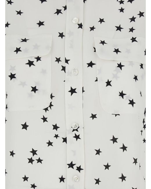 Equipment Gray Shirt With All-Over Star Motif And Patch Pockets On The Chest