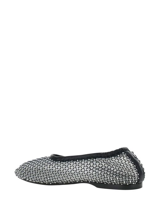 Alohas White 'Lorain' Ballerinas With Mesh Design And Beaded Decorations