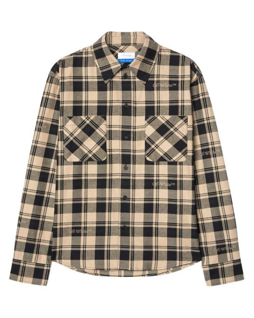 Off-White c/o Virgil Abloh Natural Logo Check Flannel Shirt for men