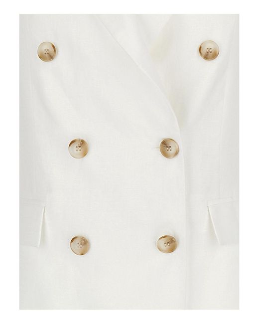 Plain White Double-Breasted Blazer