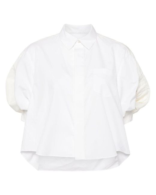 Sacai White Cotton And Nylon Shirt
