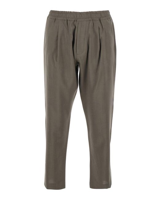 Low Brand Gray Pants With Elastic Waist And Patch Pockets On The Back for men