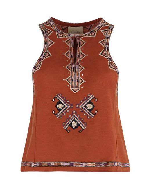 Isabel Marant Red Zahra Silk Top