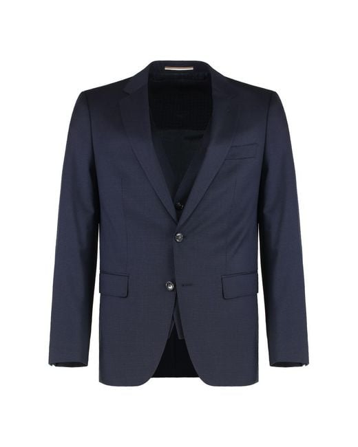 Boss Blue Stretch Wool Three-Pieces Suit for men