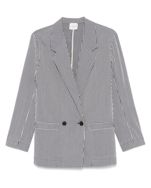 Alysi Gray Striped Double-Breasted Jacket