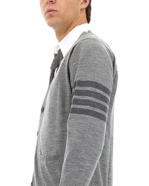 Thom Browne Gray -Bar" Cardigan for men