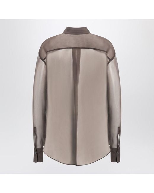 Brunello Cucinelli Brown Shirt With Flora Appliqué In
