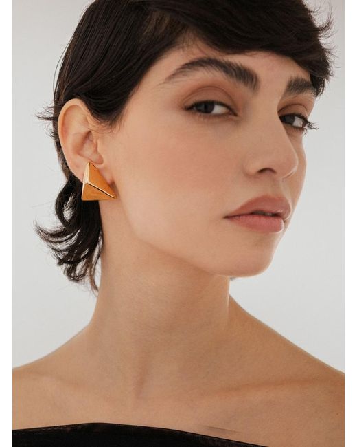 FEDERICA TOSI 'Virtual' Metallic Small Earings With Butterfly Clasp Closure And Triangular Shape