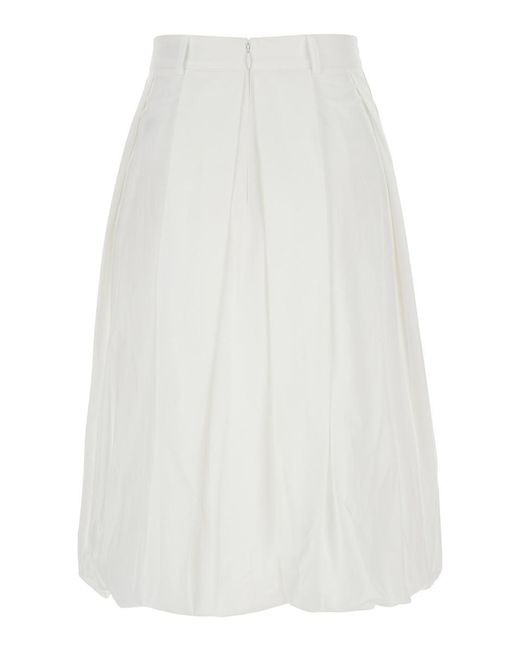 DUNST White Skirt With Balloon Design And Pleated Details